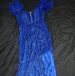 Elegant Blue Sequin Dress